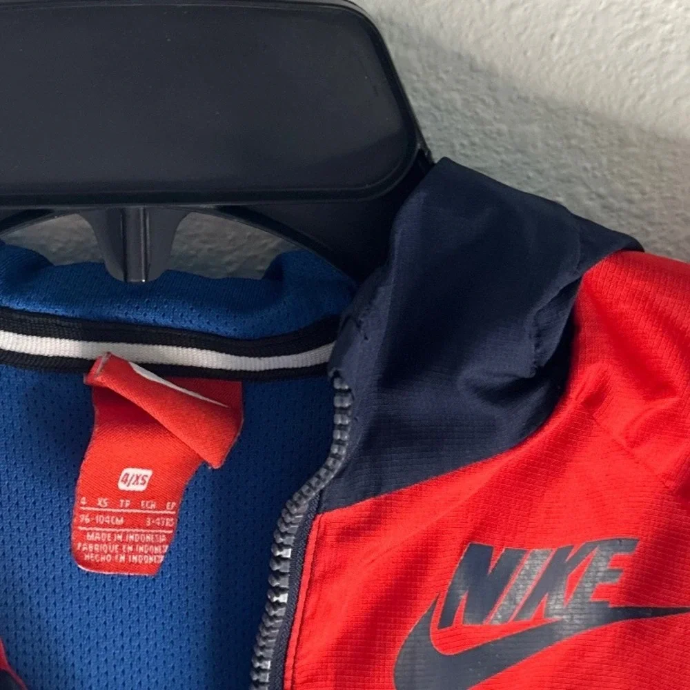 Nike Windrunner Jacket Full Zip Hooded Colorblock Red Blue Kids Size 4/xs‎ EUC
